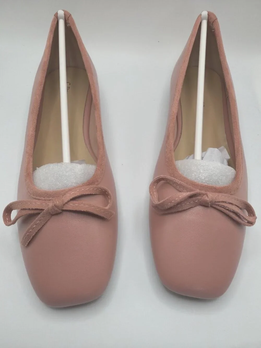 C. Paravano Pink Leather Bowknot Ballet Flats Square Toe, Size 5.5 NIB